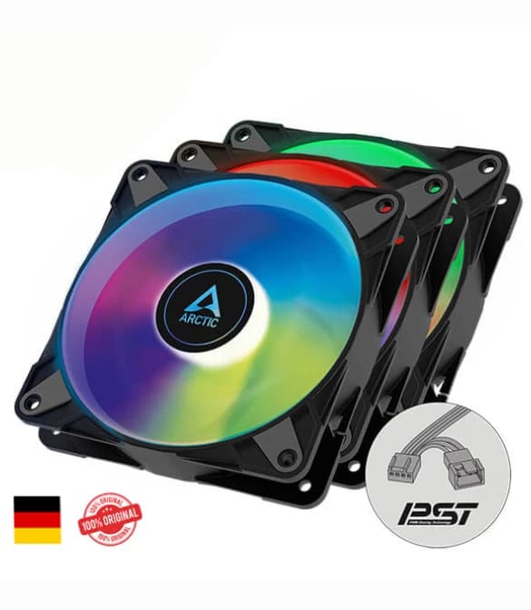 ARCTIC P12 PWM PST A-RGB BLACK FAN With Cable Splitter - 3 PACK