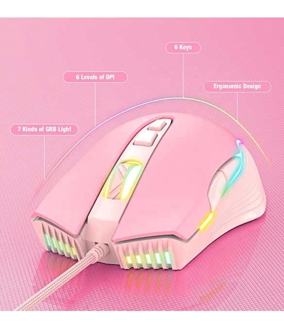 Onikuma Gaming Keyboard & Mouse Set - Pink