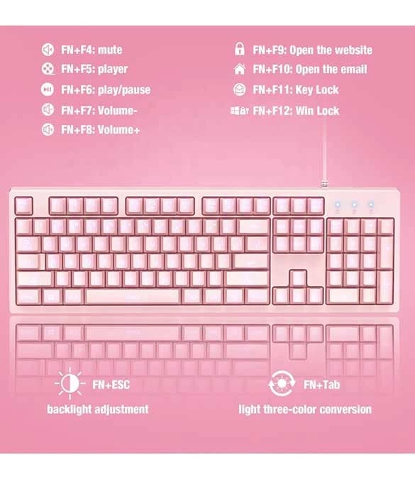 Onikuma Gaming Keyboard & Mouse Set - Pink