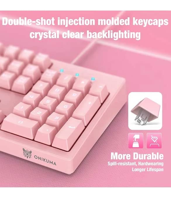 Onikuma Gaming Keyboard & Mouse Set - Pink