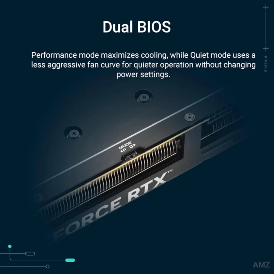 ASUS PRIME GeForce RTX 5060 TI 16GB GDDR7 128-Bit Memory, 2572 MHz Boost Clock, 28 Gbps Memory Speed, 4608 CUDA Cores