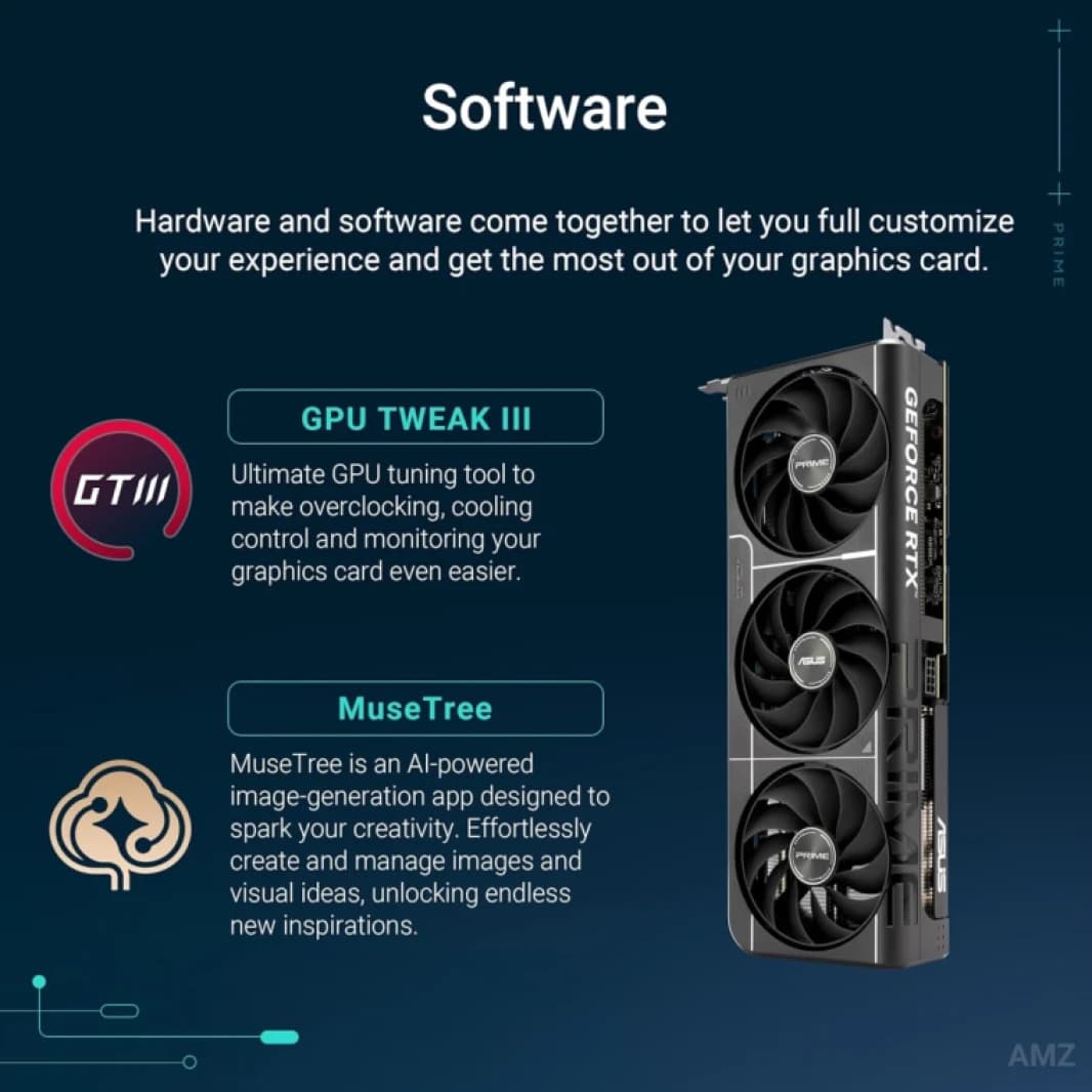 ASUS PRIME GeForce RTX 5060 TI 16GB GDDR7 128-Bit Memory, 2572 MHz Boost Clock, 28 Gbps Memory Speed, 4608 CUDA Cores