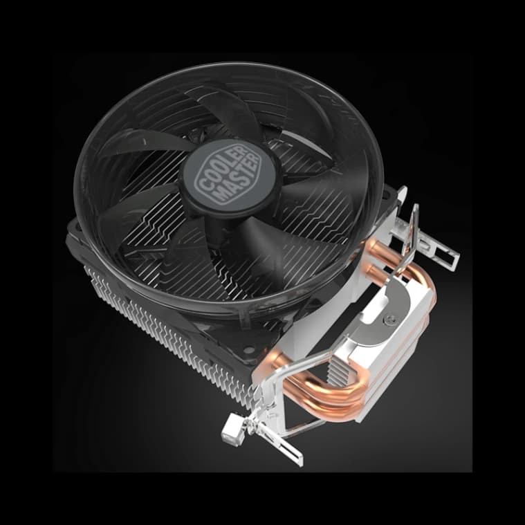 Cooler Master Hyper T20 Compact CPU Air Cooler, 95mm Fan, Dual Copper Heat Pipe, Intel LGA 1200/1151 / AMD AM4 Compatible, Red LED - Silver