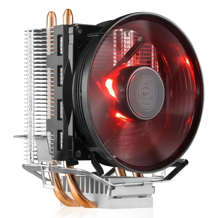Cooler Master Hyper T20 Compact CPU Air Cooler, 95mm Fan, Dual Copper Heat Pipe, Intel LGA 1200/1151 / AMD AM4 Compatible, Red LED - Silver