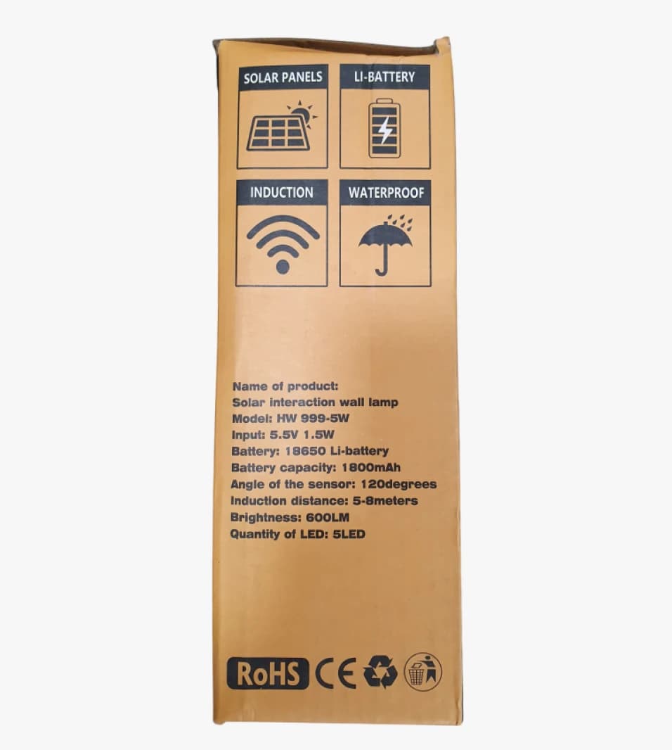 HW Brand Solar Interaction Wall Lamp Ideal for Courtyards and Entrances with Effective Motion Sensor