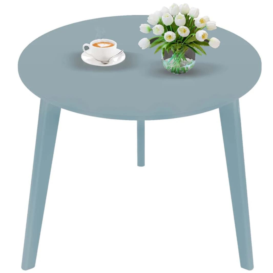 Sinwant Bamboo Round Side Table (White/Blue)