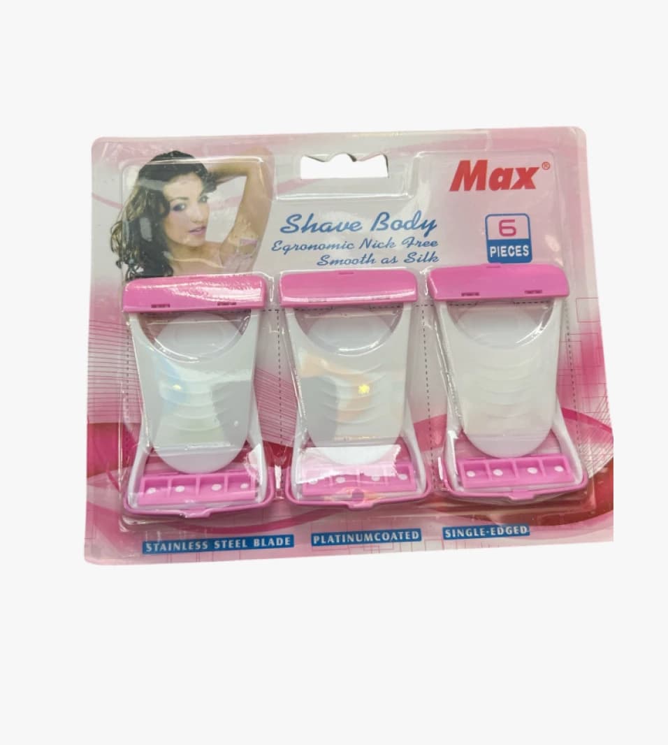 Max Pink Shaving Razors, Ergonomic Design, Ladies' Shave, Gentle on Skin