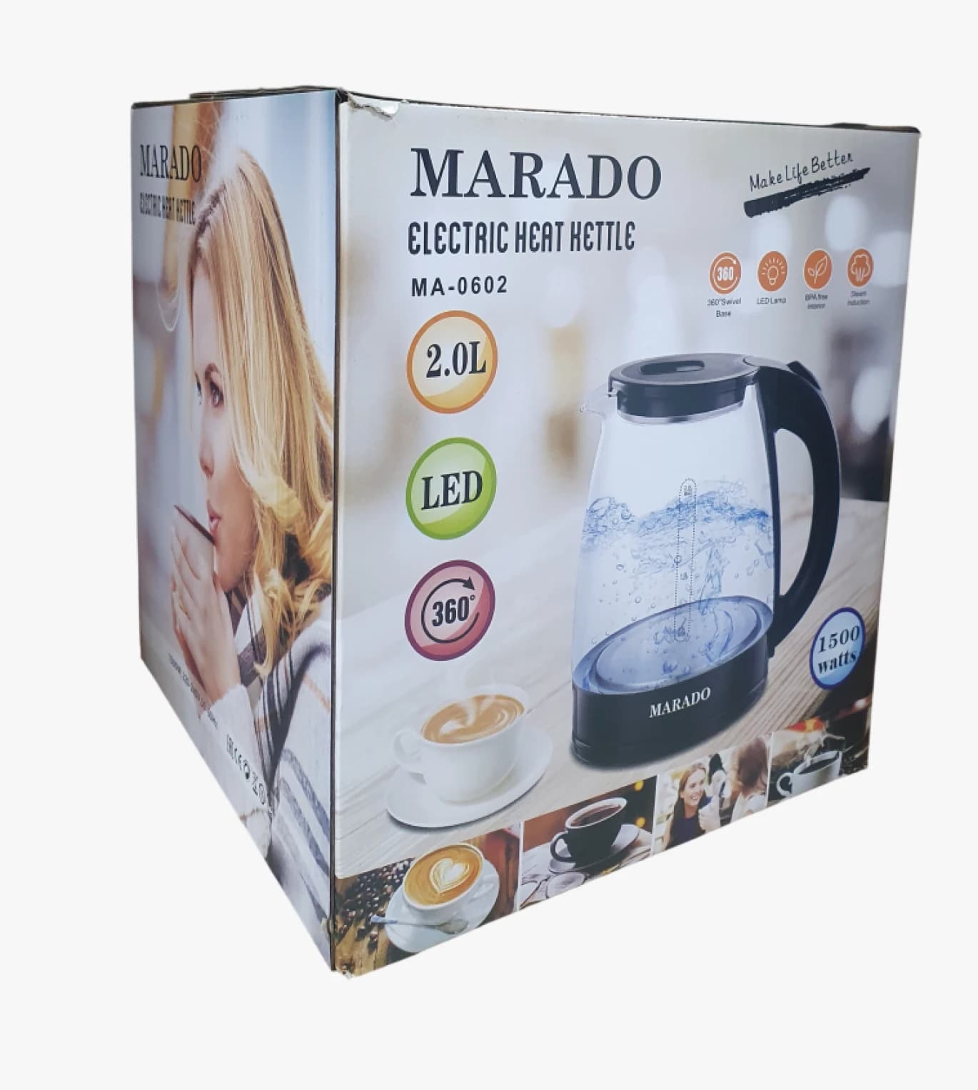 Marado Electric Heat Kettle with LED Transparent Design for Tea and Coffee Lovers, Easy to Use