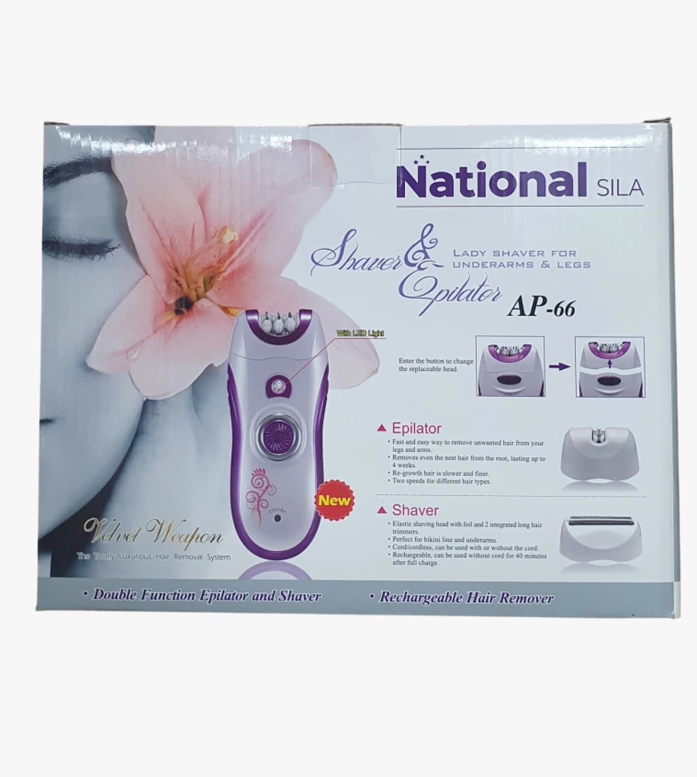 National SILA Women's Design Shaver and Epilator - Safe and Effective for Legs and Underarms