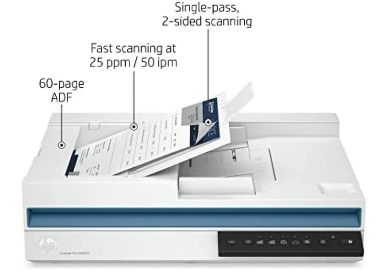 HP SCANJET PRO 2600 F1 Scanner, Fast 2-Sided Scanning up to 25 ppm & Auto Document Feeder