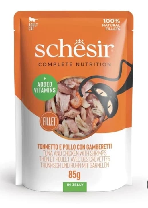 Schesir Wet Cat Food - Tuna & Chicken with Shrimp in Jelly
