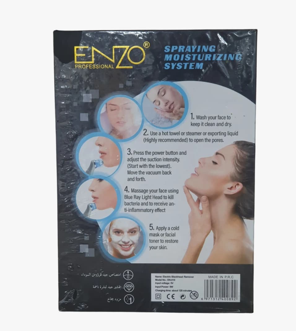 Enzo 5-in-1 Blackhead Remover Professional High Tech Mist Spraying Moisturizing System for Women and Men.