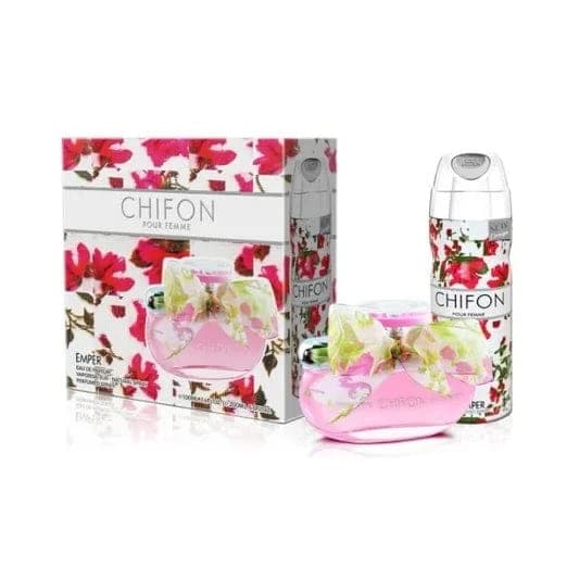 Amber Chiffon Perfume and Deodorant Package