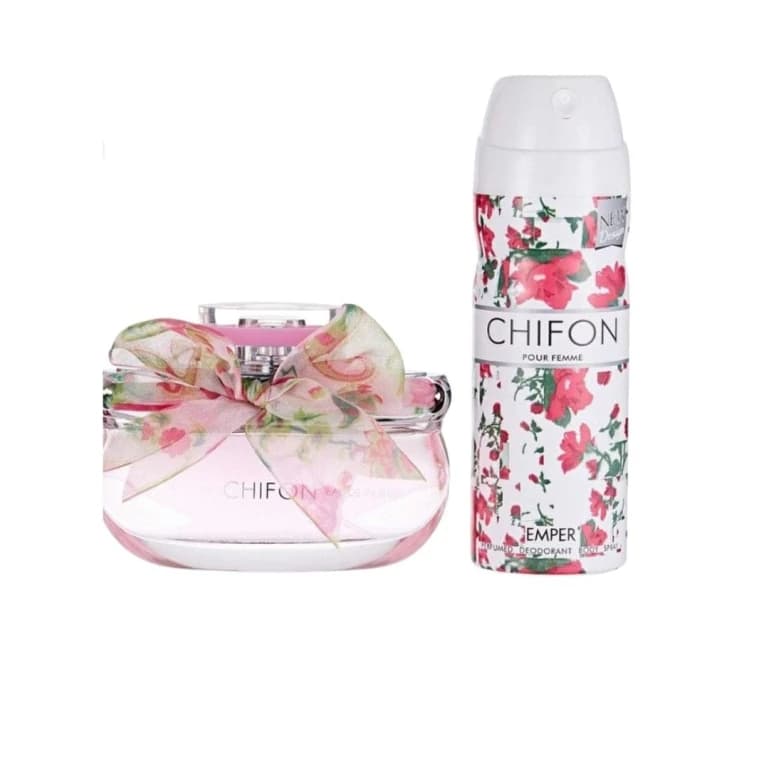 Amber Chiffon Perfume and Deodorant Package