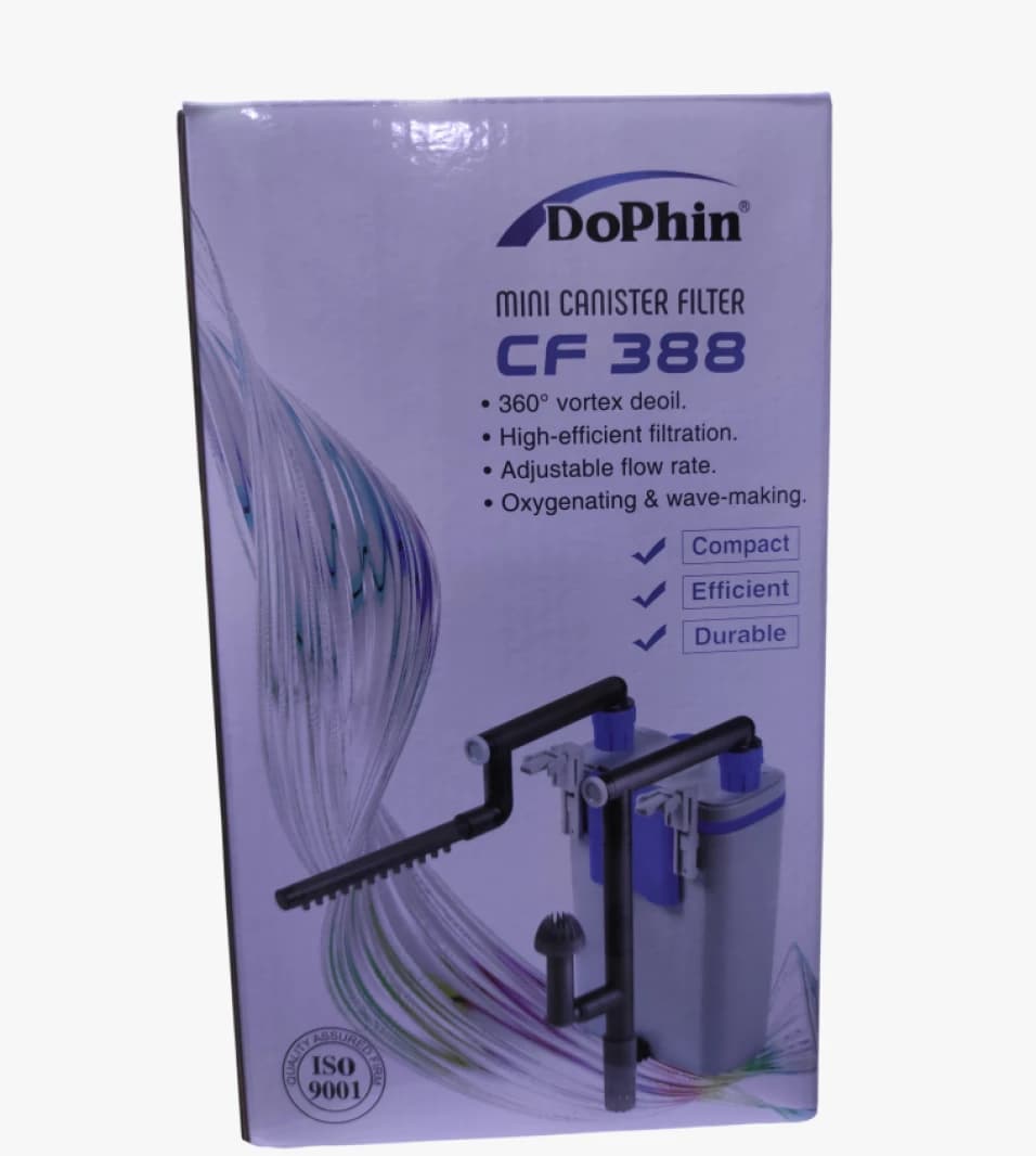 Dophin Mini Canister Filter CF 388 with De-Oiling Feature and Advanced Design for Home Aquariums