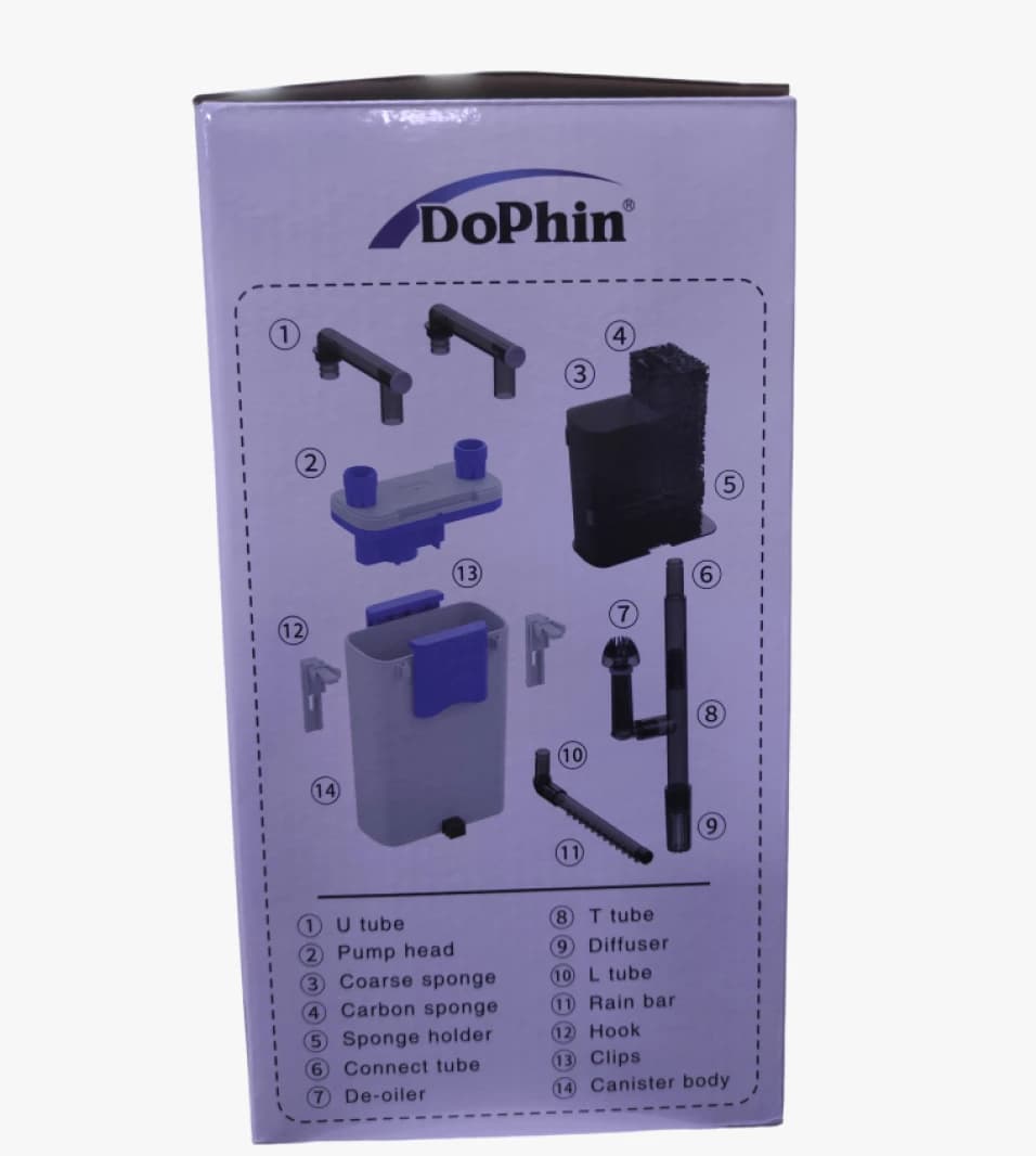 Dophin Mini Canister Filter CF 388 with De-Oiling Feature and Advanced Design for Home Aquariums