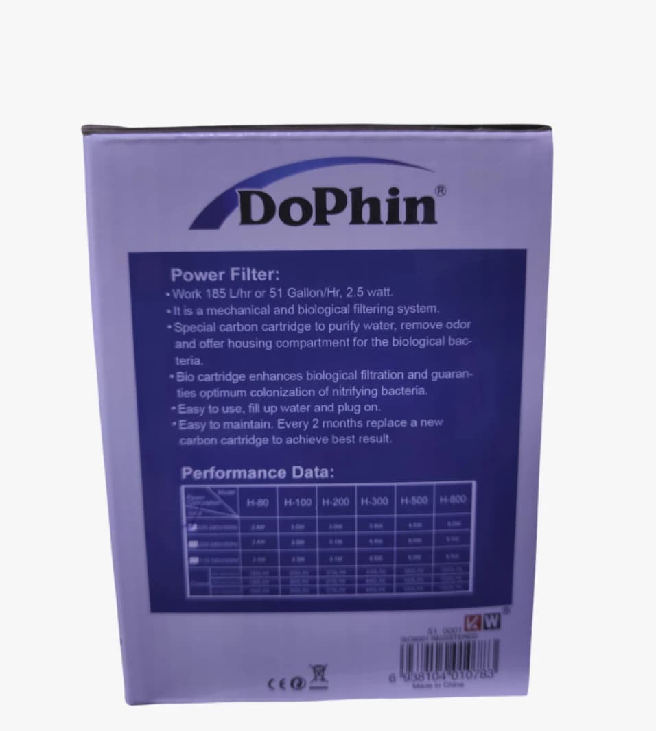 DoPhin H80 Power Filter for Efficient Mechanical and Biological Fish Tank Filtration.