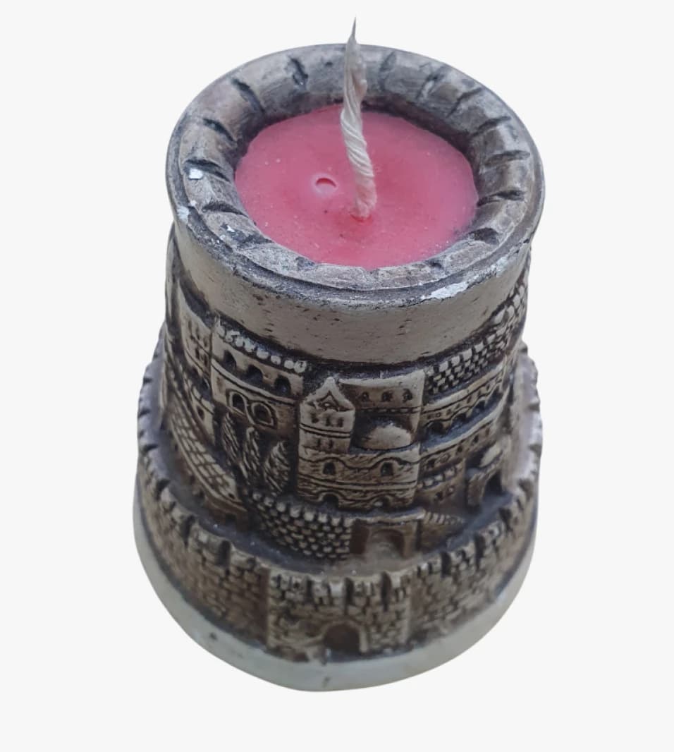 Decorative Candle with Jerusalem City Design for Unique and Captivating Interior Décor.