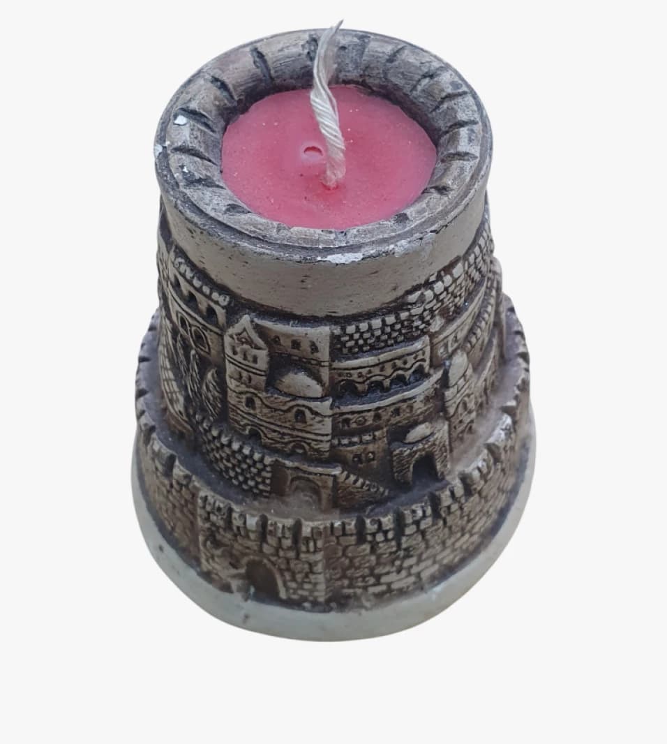 Decorative Candle with Jerusalem City Design for Unique and Captivating Interior Décor.