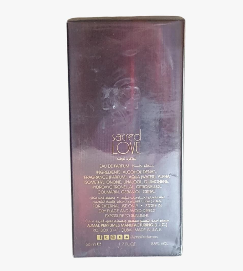 Ajmal Sacred Love Perfume with a Distinctive and Captivating Scent for Women Seeking Elegance and Alluring Style