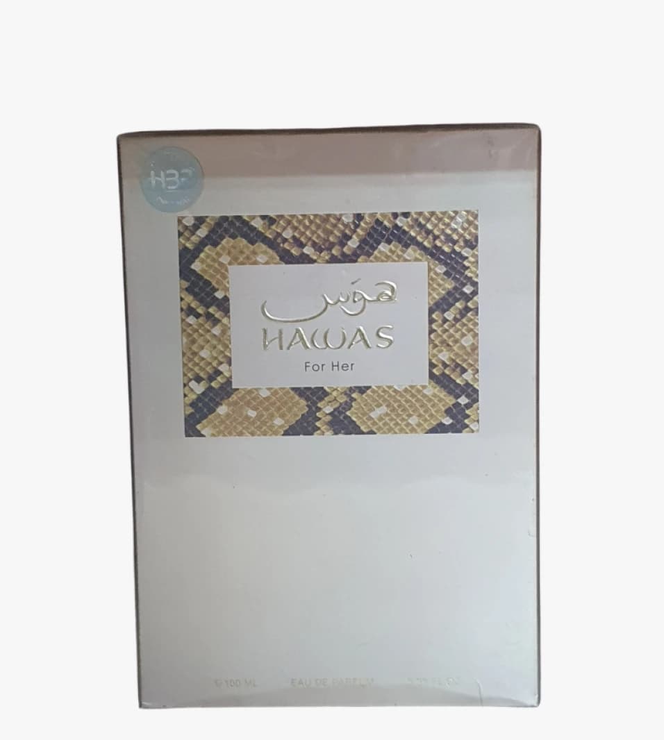 Rasasi Hawas Luxurious Eau de Parfum for Women with Alluring Snake Design Elegance and Modern Creativity.