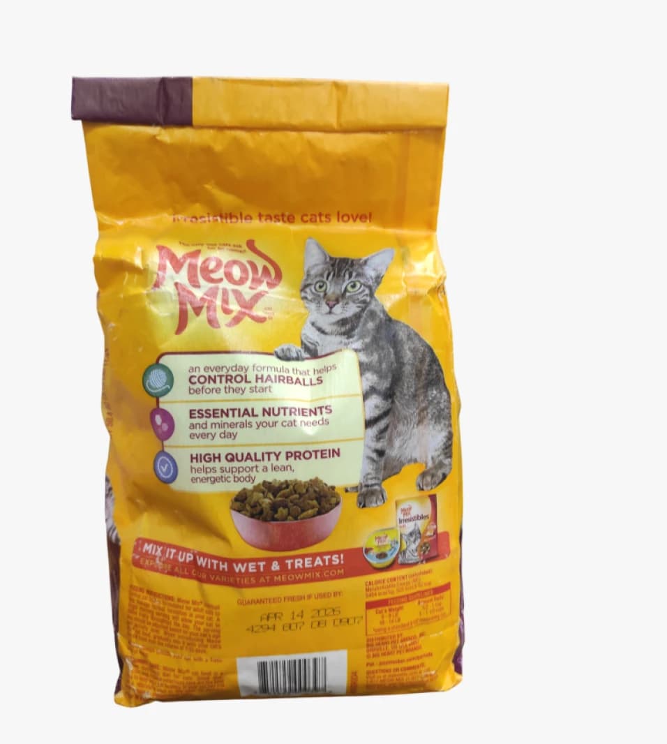 Meow Mix Cat Food Blend for Hairball Control - Chicken, Turkey & Salmon Flavor for Adult Cats