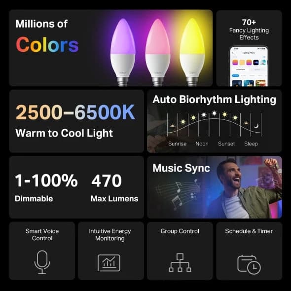 TP-Link Tapo L430C Smart Bulb – Multicolor, Voice Control