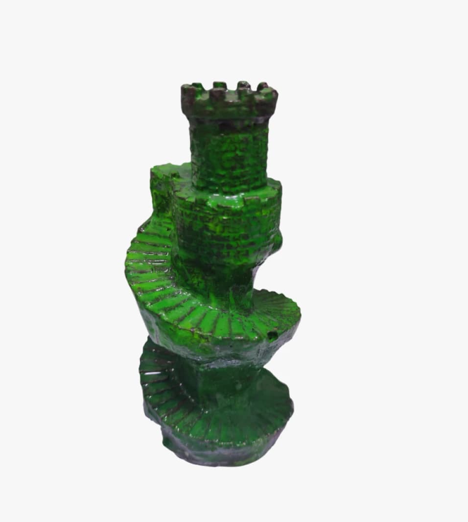 Unique Piece for Decor Enthusiasts: Fantasy-Themed Green Plastic Palace Model