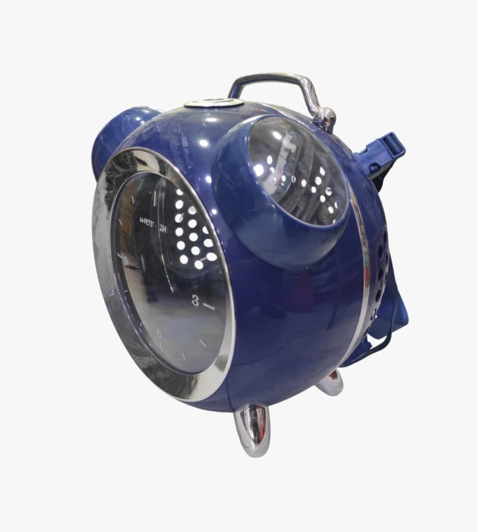 M-Pets Backpack with Trendy Alarm Clock Design for Pet Transportation in Blue Color