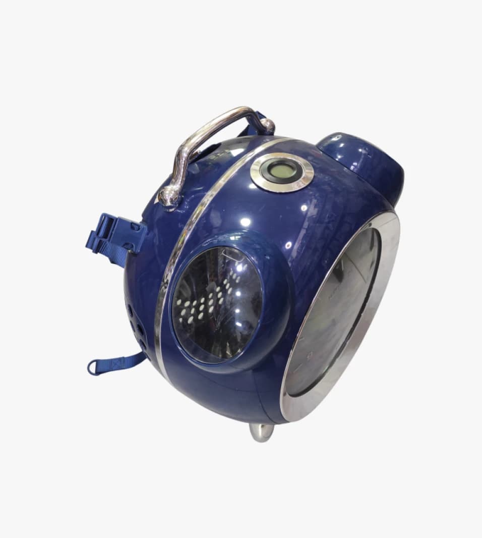 M-Pets Backpack with Trendy Alarm Clock Design for Pet Transportation in Blue Color