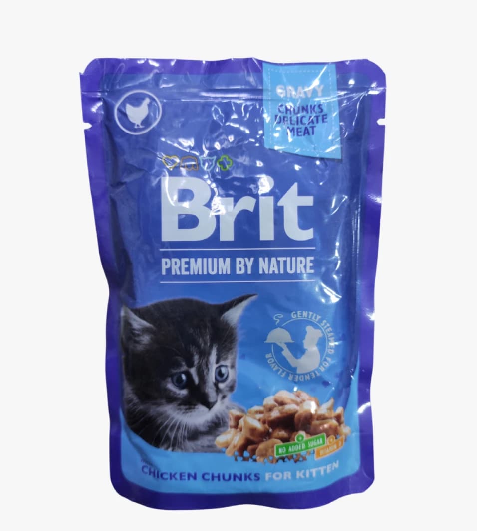 Brit Premium Cat Food with Chicken Flavor for Kittens in a Special Pouch