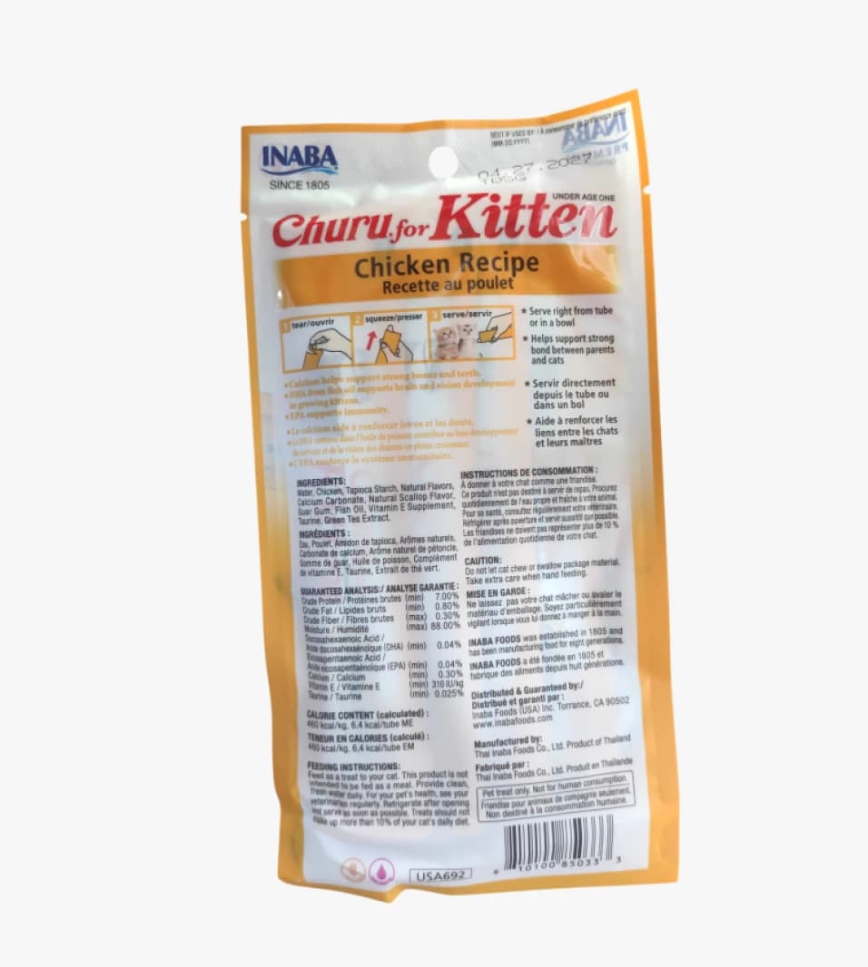 Churu for Kitten Under Age One Chicken Recipe by INABA with Delicious Taste and Health Boost