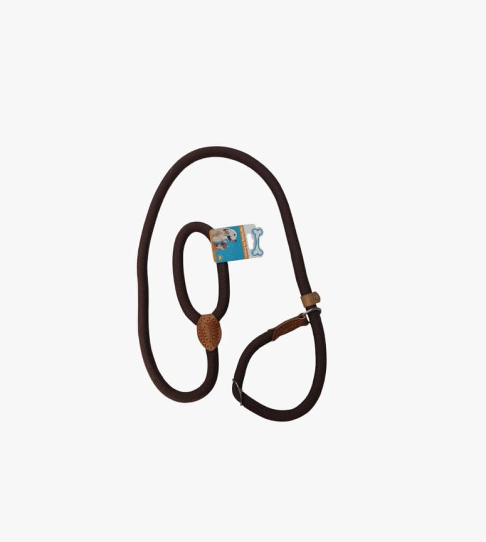 Buddy Rope Pet Training Leash in Brown, Perfect for Large Dogs with Leather Accents and Classic Design.