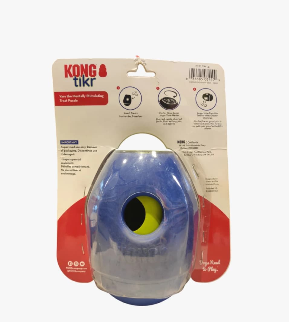 KONG Tikr Mentally Stimulating Treat Puzzle Toy for Dogs with Auto Rotating Timer and Gradual Reward Release.