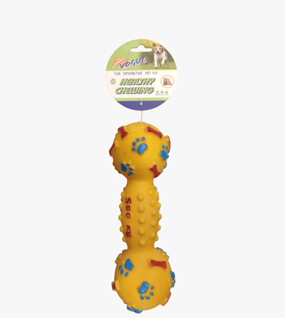 P.Vogue Interactive Pet Toy for Healthy Chewing Dogs with Cartoon Design and Paw Patterns – Yellow