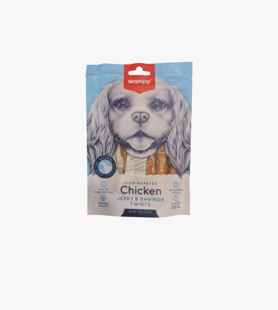 Wanpy Natural Chicken Jerky Twists for Dogs Designed for Tasty Training and Bone Health with Protein