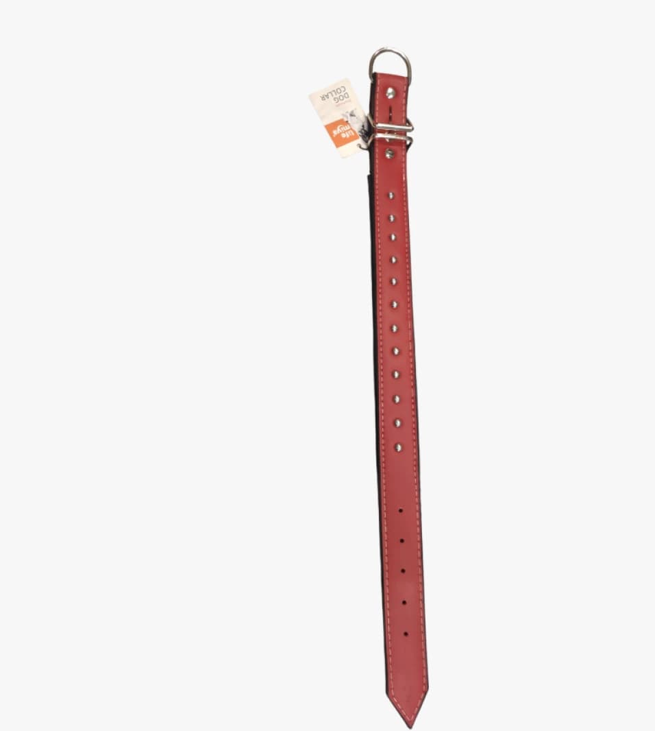 Hotel Premium Red Dog Collar with Metallic Link Design for Large-Sized Pets with Special Needs