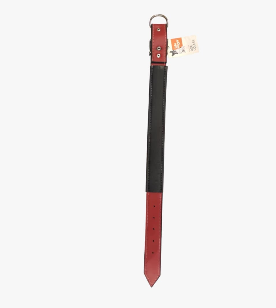 Hotel Premium Red Dog Collar with Metallic Link Design for Large-Sized Pets with Special Needs