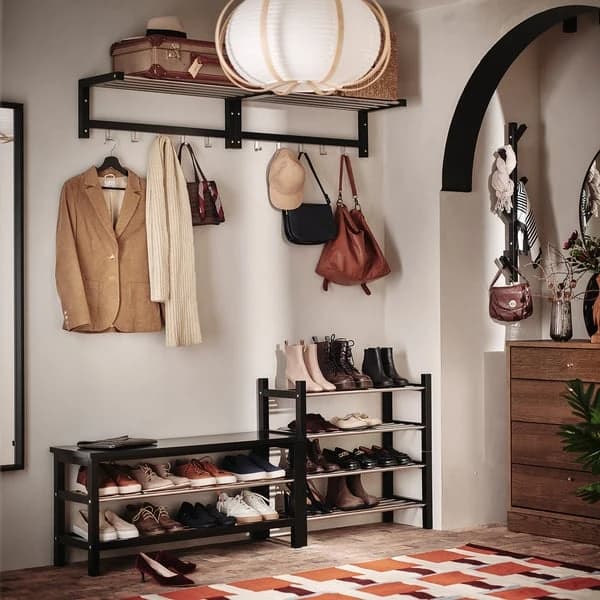 Shoe rack, black, 79x32x37 cm
