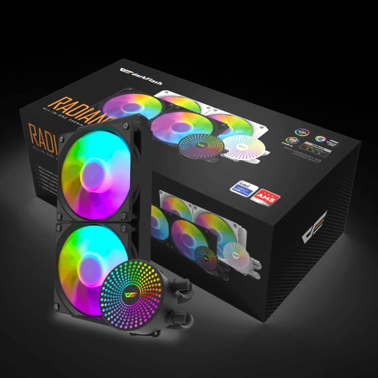 Darkflash Radiant DC240 240mm AIO ARGB Liquid CPU Cooler - Black