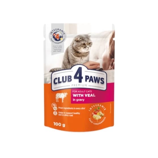 Club4Paws Veal in Gravy for Cats 100g (20+4 Free)