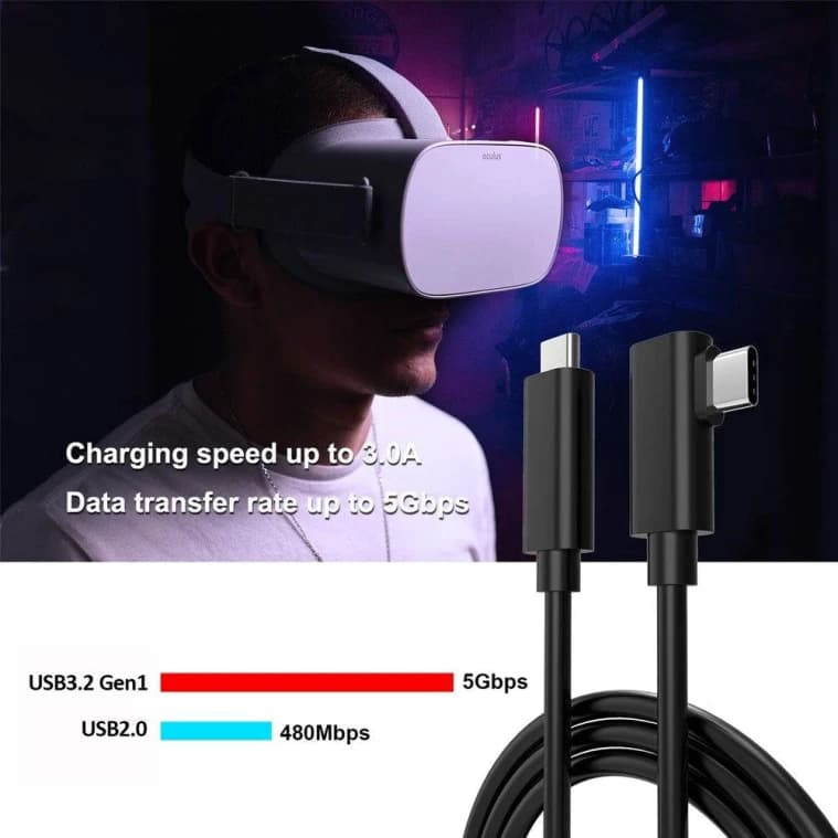 USB-C to USB-C Cable Compatible for Oculus