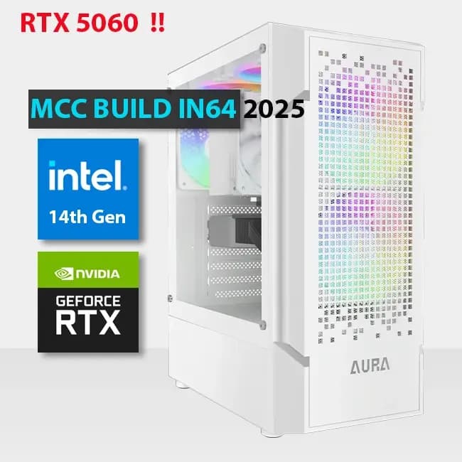 MCC IN64-25 - MIDAS Gaming PC Build || Intel Core i5-14400F 14th Gen 10-Core - GIGABYTE GeForce RTX 5060 OC 8GB GDDR7 Graphics Card