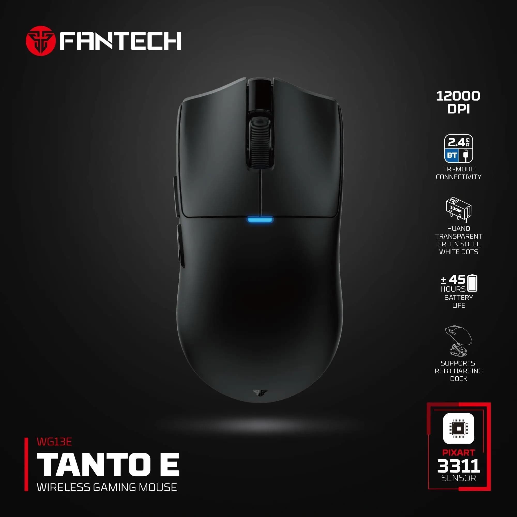 FANTECH WG13E TANTO E TRI-MODE Wireless Gaming Mouse - Black