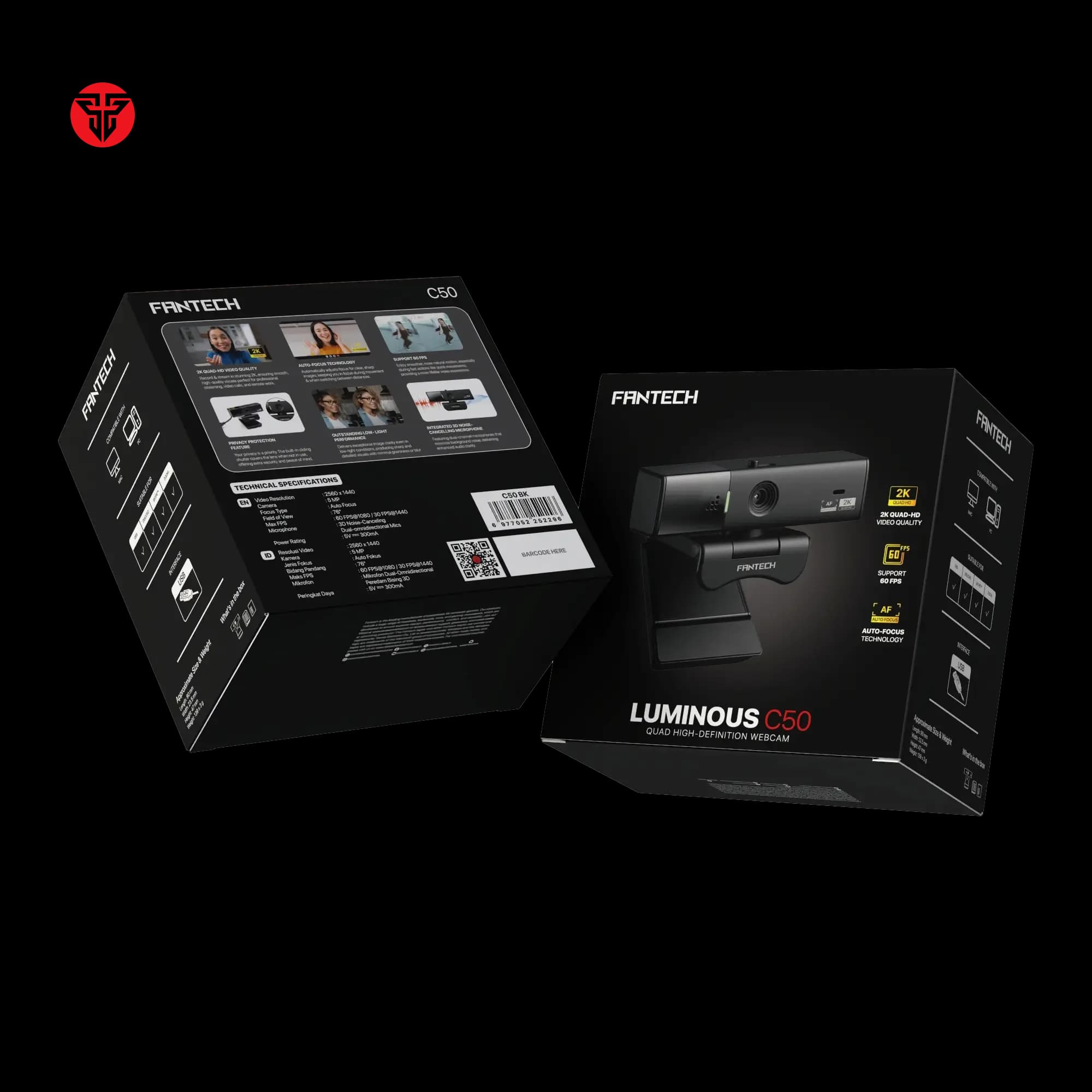 FANTECH C50 LUMINOUS 2K QHD 60 FPS Webcam