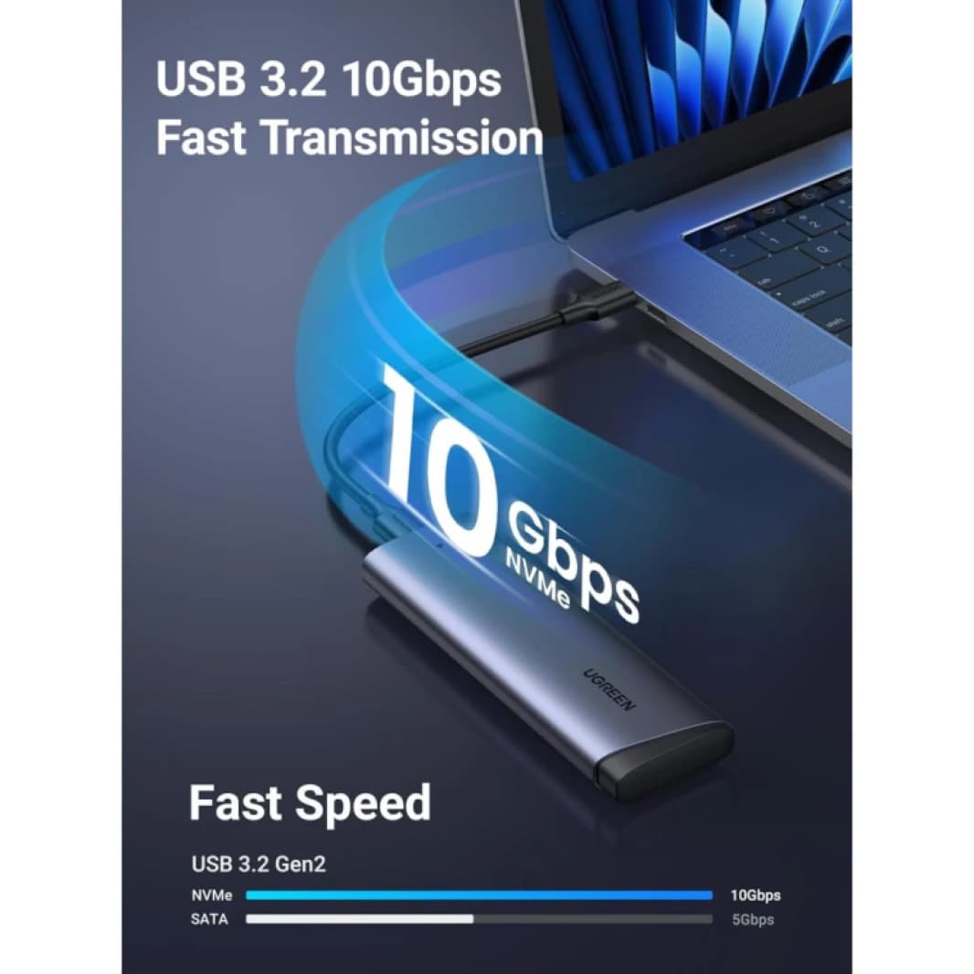 UGREEN M.2 NVMe SSD Enclosure 10Gbps USB 3.2 Gen 2 (10 Gbps) to NVME M-Key(B+M) Key Solid State Drive External Enclosure