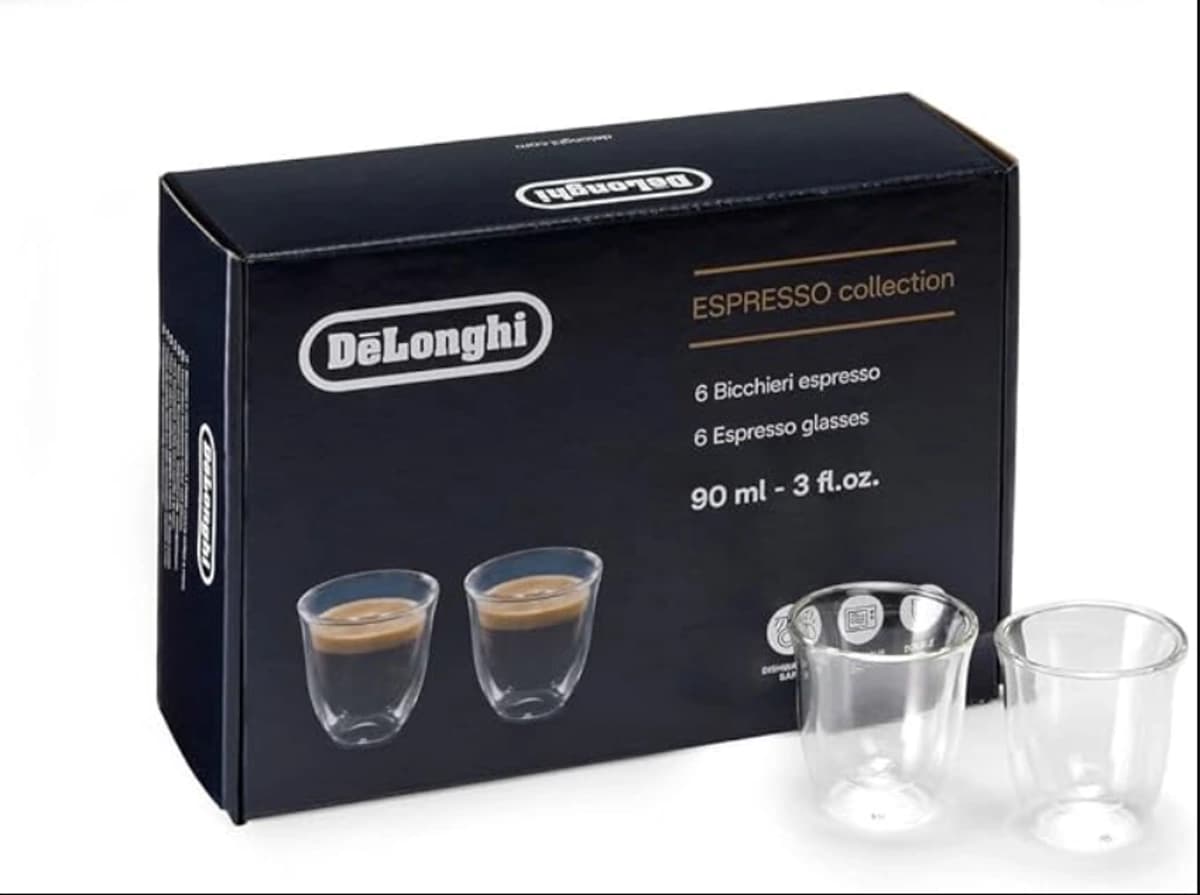 Delonghi Espresso Collection 90 ml Set of 6 Double Wall Glasses