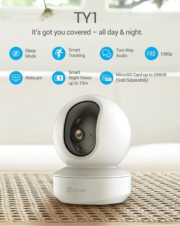EZVIZ TY1 Pro 2MP Indoor 360-Degree Wi-Fi Security Camera with Smart Features for Home Monitoring