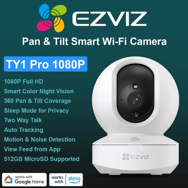 EZVIZ TY1 Pro 2MP Indoor 360-Degree Wi-Fi Security Camera with Smart Features for Home Monitoring