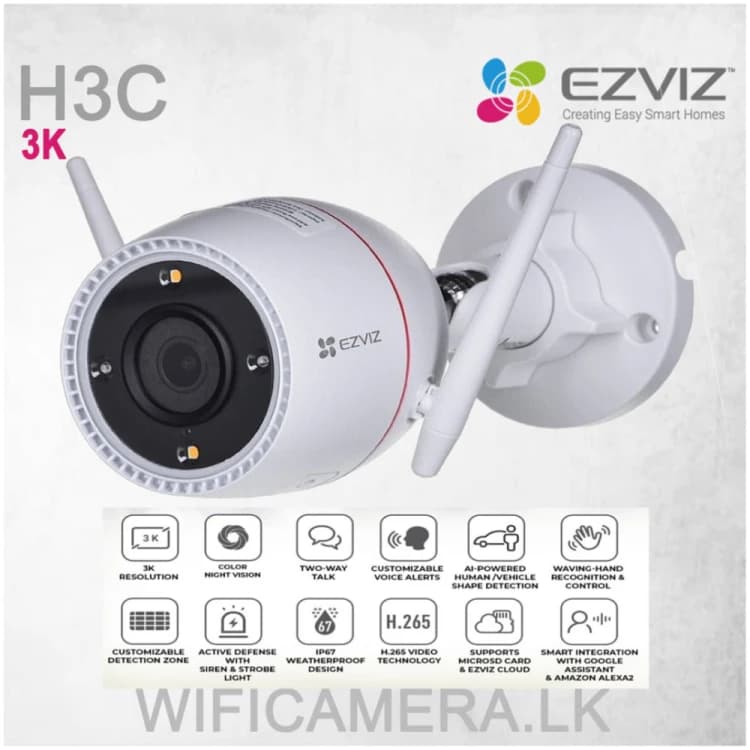 EZVIZ H3c 3MP Outdoor Weatherproof Wi-Fi Surveillance Camera
